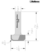 Whiteside 1376 Bowl & Tray Router Bit 1/4" Radius 1-1/4" Cutting Diameter 1/2" Cut Length 1/2" Shank 2 Flute