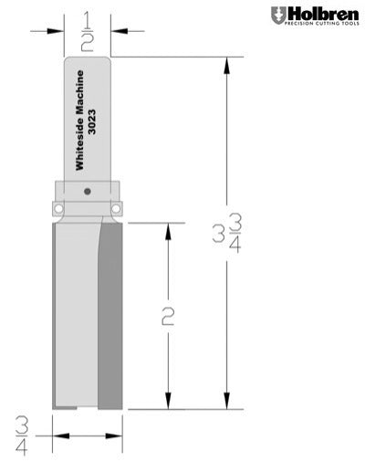 Whiteside 3023 Template Pattern Router Bit 3/4" Cutting Diameter 2" Cut Length 1/2" Shank 2 Flute