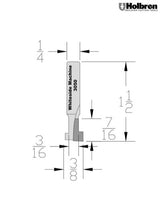 Whiteside 3050 Keyhole Router Bit 3/8" Large Diameter 7/16" Cut Length 1/4" Shank 1 Flute