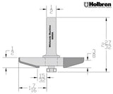 Whiteside 6000A Angle & Cove Large Raised Panel Profile Router Bit 3-3/8" Large Diameter 1-7/16" Cut Length 1/2" Shank 3 Flute