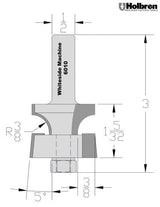 Whiteside 6010 Door Edge Router Bit 1-3/8" Large Diameter 1-1/8" Cut Length 1/2" Shank 2 Flute