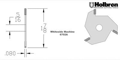 Whiteside 6702A .080" Slotting Cutter 3 Wing