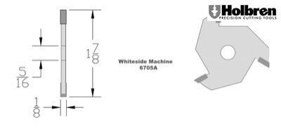 Whiteside 6705A 1/8" Slotting Cutter 3 Wing