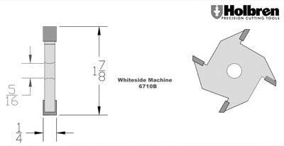 Whiteside 6710B 1/4" Slotting Cutter 4 Wing