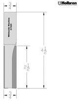 Whiteside C7525 CNC Straight Router Bit 3/4" Cutting Diameter 2-1/2" Cut Length 3/4" Shank 2 Flute