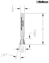 Whiteside D14-375 Dovetail Router Bit 14 Degree 3/8" Large Diameter 3/8" Cut Depth 1/4" Shank 2 Flute
