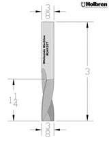 Whiteside RU4125T Three Flute Upcut Spiral Router Bit Solid Carbide 3/8" Cutting Diameter 1 1/4" Cut Length 3/8" Shank 3 Flute