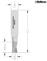 Whiteside RU4875 Standard Upcut Spiral Router Bit Solid Carbide 3/8" Cutting Diameter 3/4" Cut Length 1/2" Shank 2 Flute