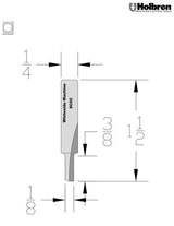 Whiteside SC02 Straight Router Bit Solid Carbide 1/8" Cutting Diameter 3/8" Cut Length 1/4" Shank 1 Flute