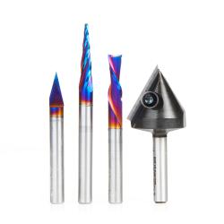 Amana AMS-102 X-Carve CNC Router Bit Starter 4-Pc Pack 1/4 Inch Shank