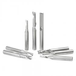 Amana AMS-165 8-Pc Plastic Cutting Solid Carbide Spiral 'O' Flute CNC Router Bit Collection 1/4 Inch Shank